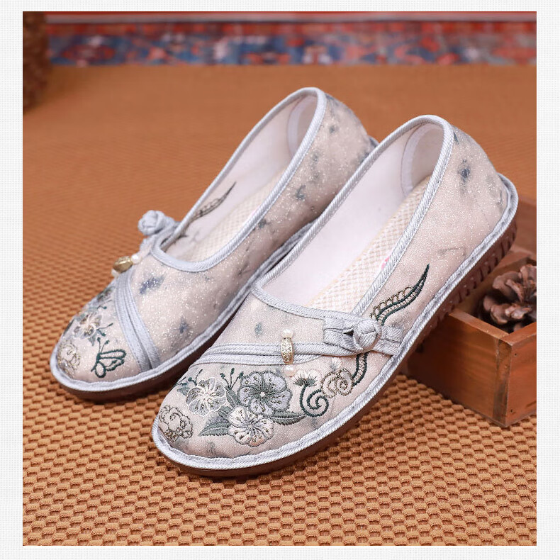 YUZHAOLIN Old Beijing Cloth Shoes, Women's Flats, Soft Sole, Non-Slip, Mom Shoes, Chinese Style Embroidered Flat Shoes Y2S-1001 Size 36 12