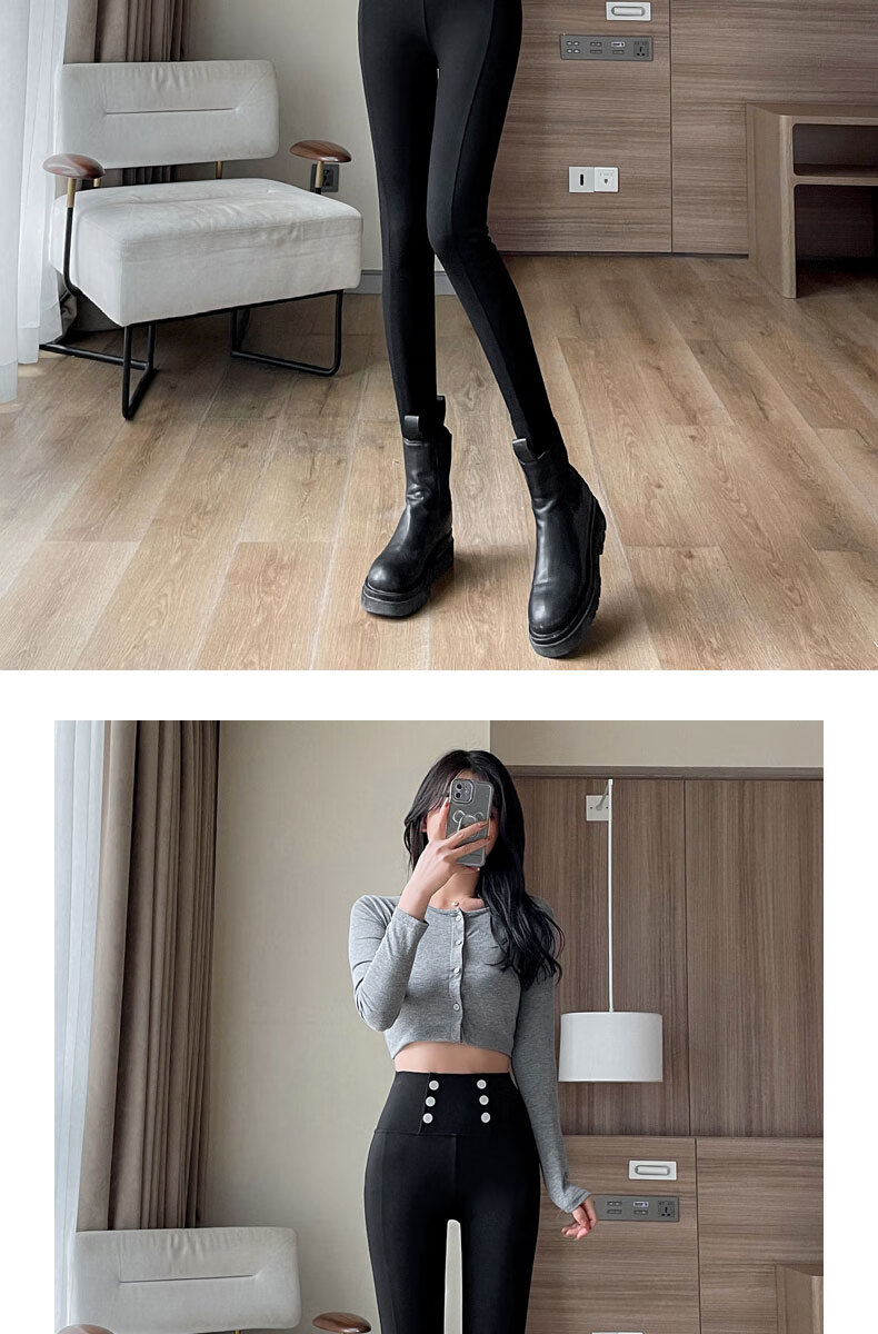 Langsha Women's Spring Thin Leggings, Hip-Lifting, Tummy Control, High-Waist Slim Fit Black Pencil Pants 16
