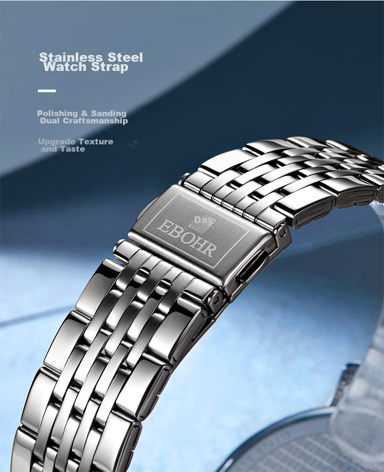 EBOHR Men's Watch, Master Series Simple Steel Strap Quartz Men's Watch, Birthday Mid-Autumn Festival Gift 50290413 7