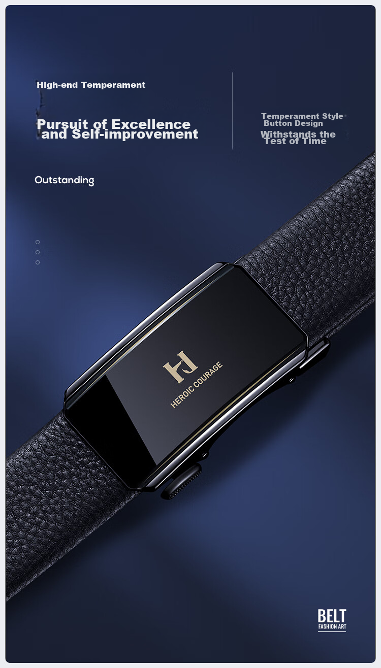 HLA Men's Automatic Buckle Belt, Top-Grain Leather, Extended Length, Birthday Gift for Boyfriend, Fashionable New Style, Trendy Present for Father 3
