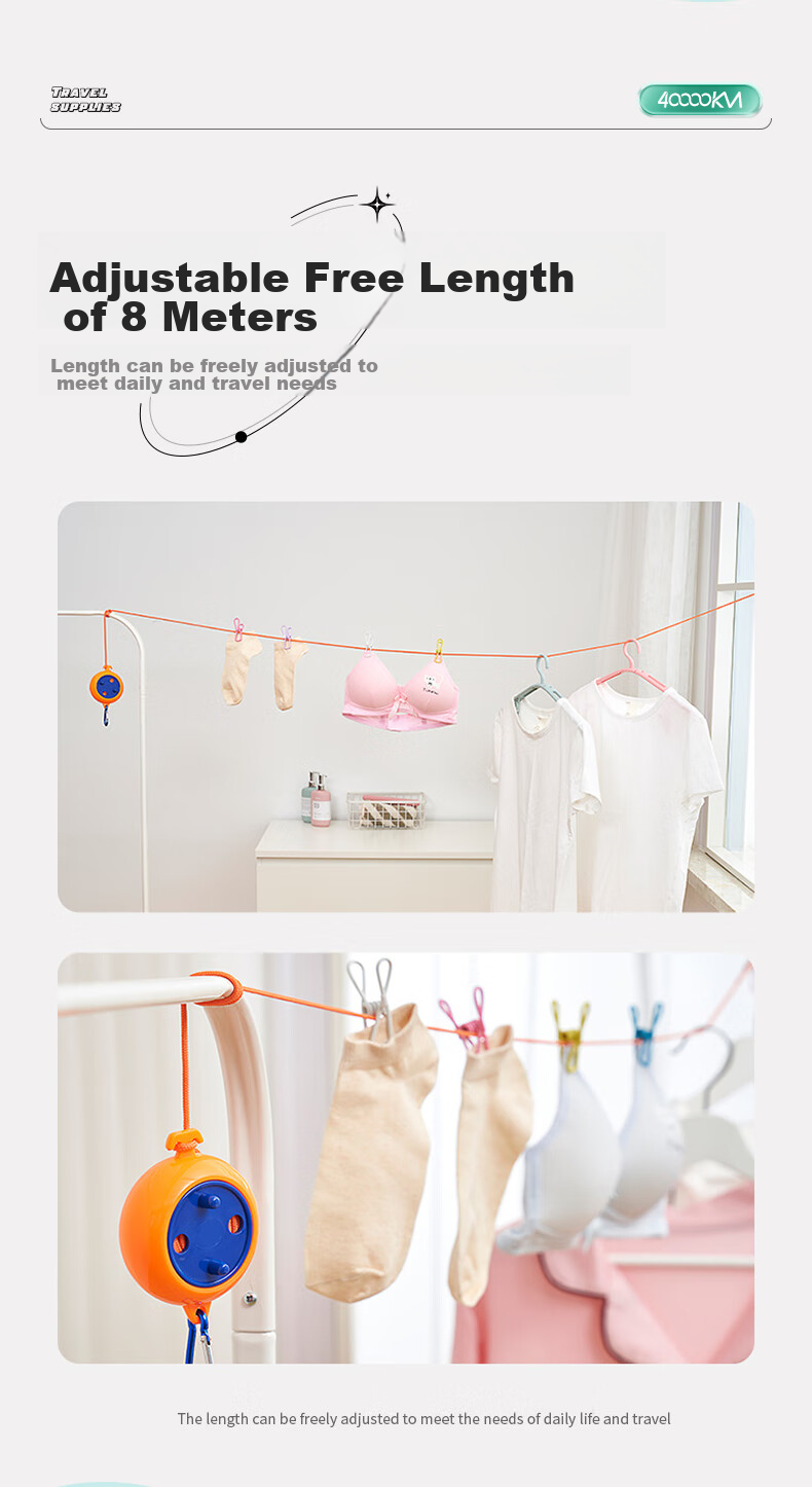 Siwangongli Travel Clothesline Outdoor Essential Portable for Business Trips, Hotels And Guesthouses Hanging Drying Line SW7170 5