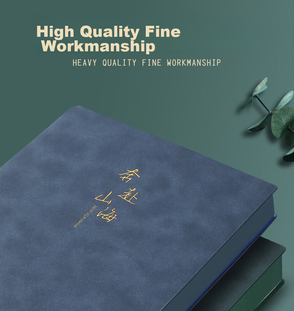 Jiaranheng Notebook Pen Holder Thickened A5 Lambskin Leather Journal Business Meeting Record Book Soft Cover College Student Planner Literary Inspirational Diary Customizable - Black 4