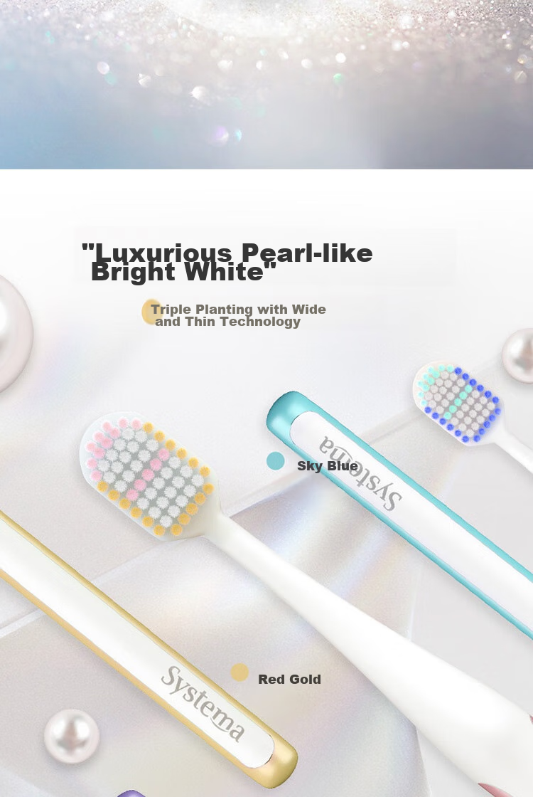 Lion Fine Bristle Wide Thin Tea Sensitive Protection, 2 Wide Heads Adult Toothbrush Soft Bristles Family Pack 7