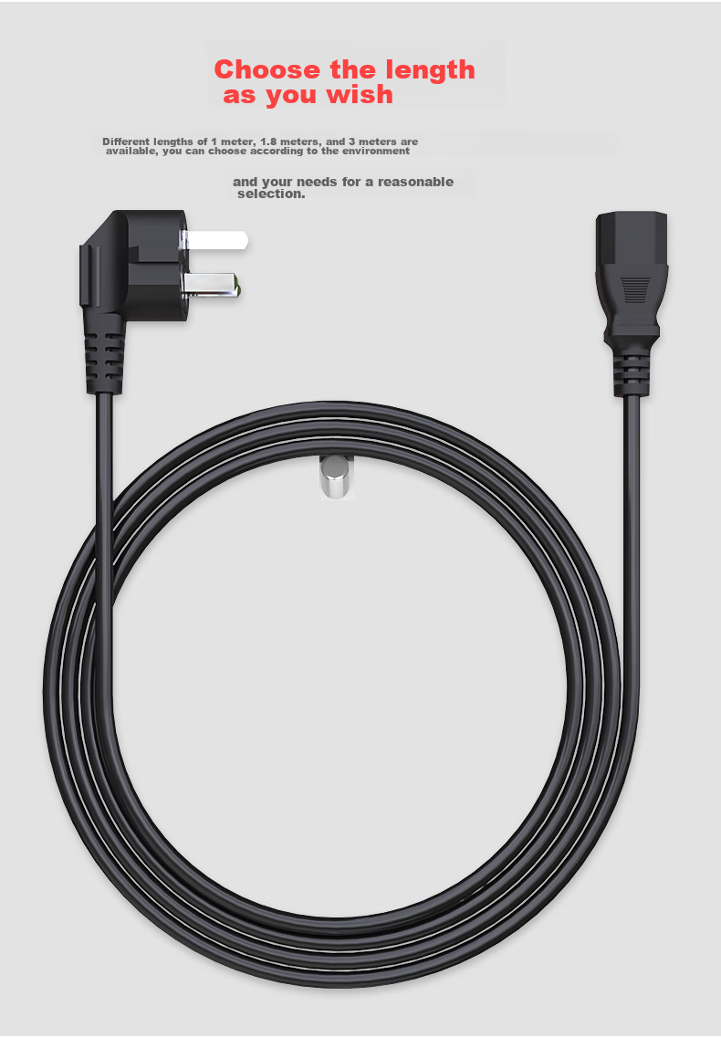 Elei Computer Power Cord, 1 Meter, National Standard Three-Prong Universal, Suitable for Rice Cookers, Desktop Computers, Monitors, Printers, Power Connection Cable, Adapter Plug 8
