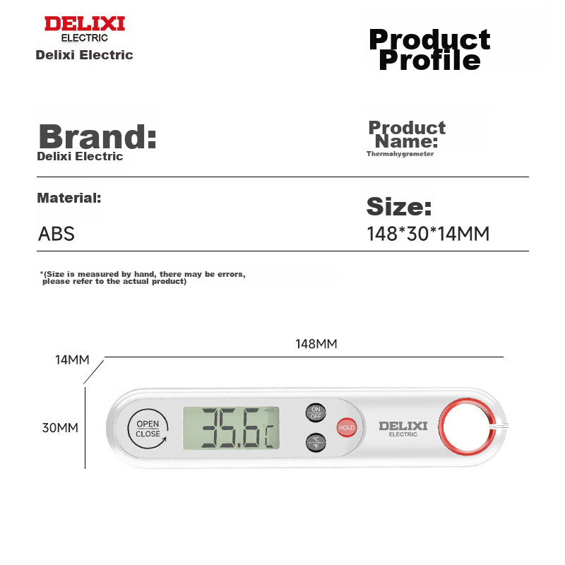 DELIXI ELECTRIC Цифровой термометр для кухни, водонепроницаемый, с подсветкой, для выпечки, воды, молока, мяса, высокая точность, перезаряжаемый