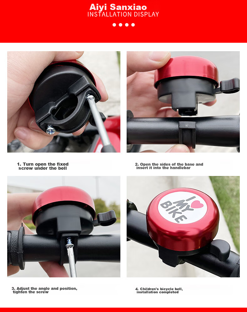 BIKEBROS Children's Bicycle Bell, Mountain Bike Bell, Cartoon Bike Bell, Children's Bike Horn Accessories 9