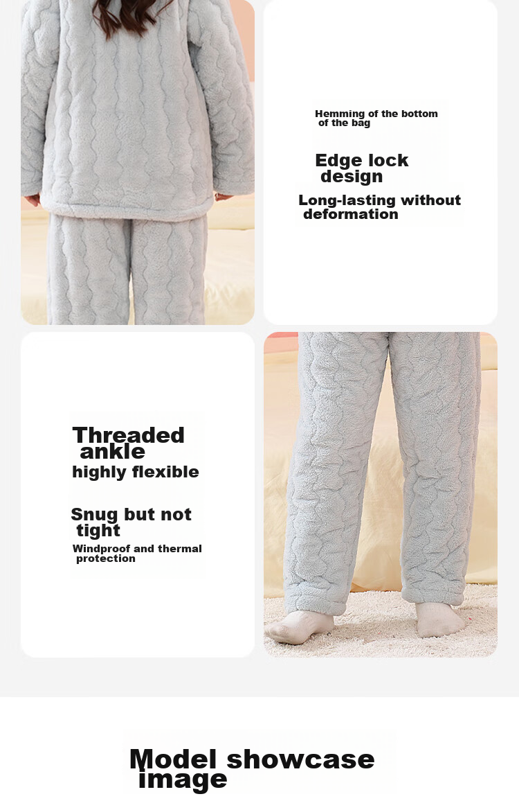 MiiOW Coral Fleece Padded Children's Pajamas, Girls' Loungewear, Cotton Jacket for Autumn And Winter, Three-Layer Thickened, for Older Children, Warm, 120cm 17