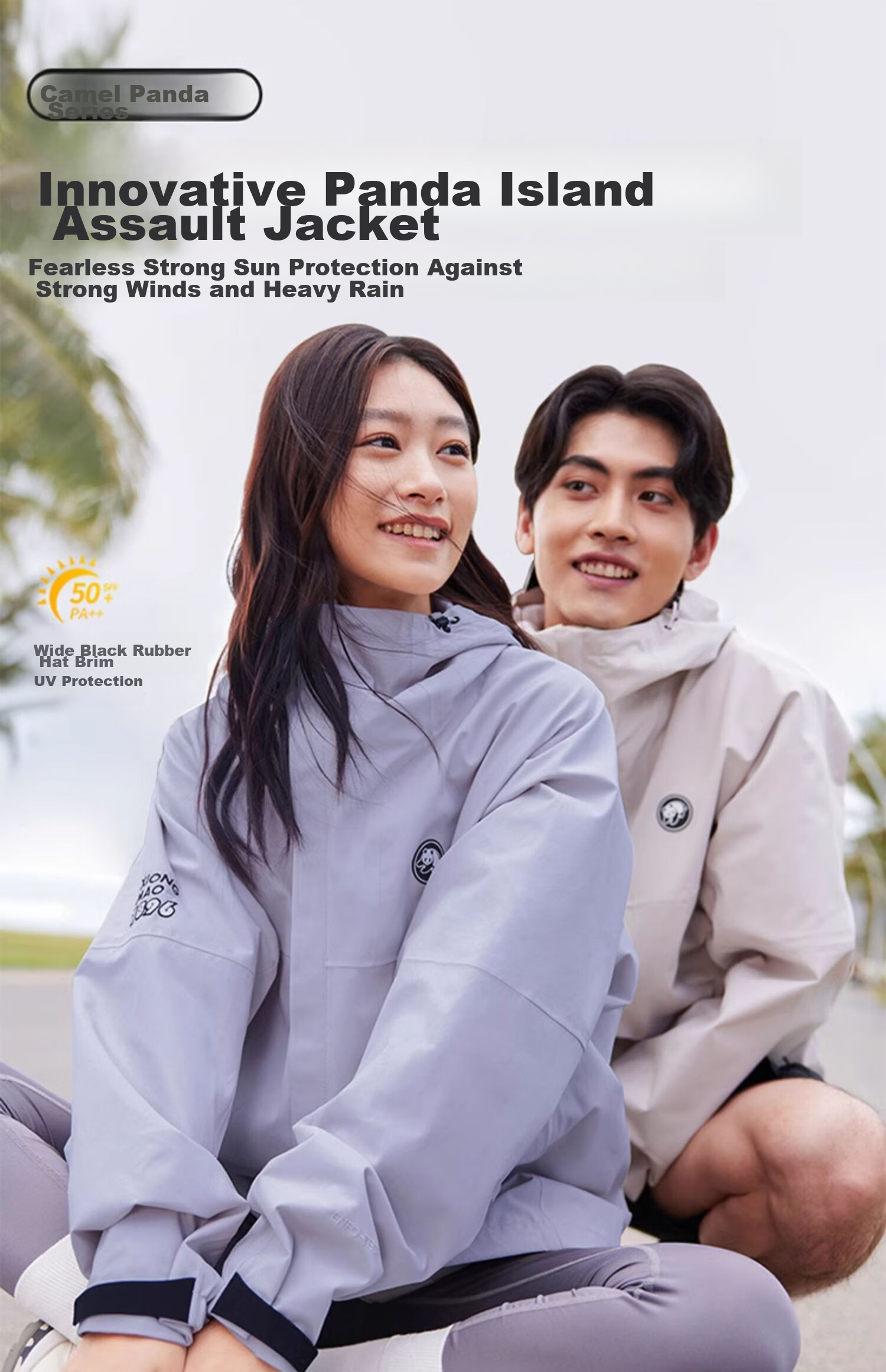 CAMEL Panda Windbreaker Jacket for Men And Women, Spring And Autumn Outerwear, Windproof And Waterproof Outdoor Clothing A34BA3L1166, Night Purple, XL 9