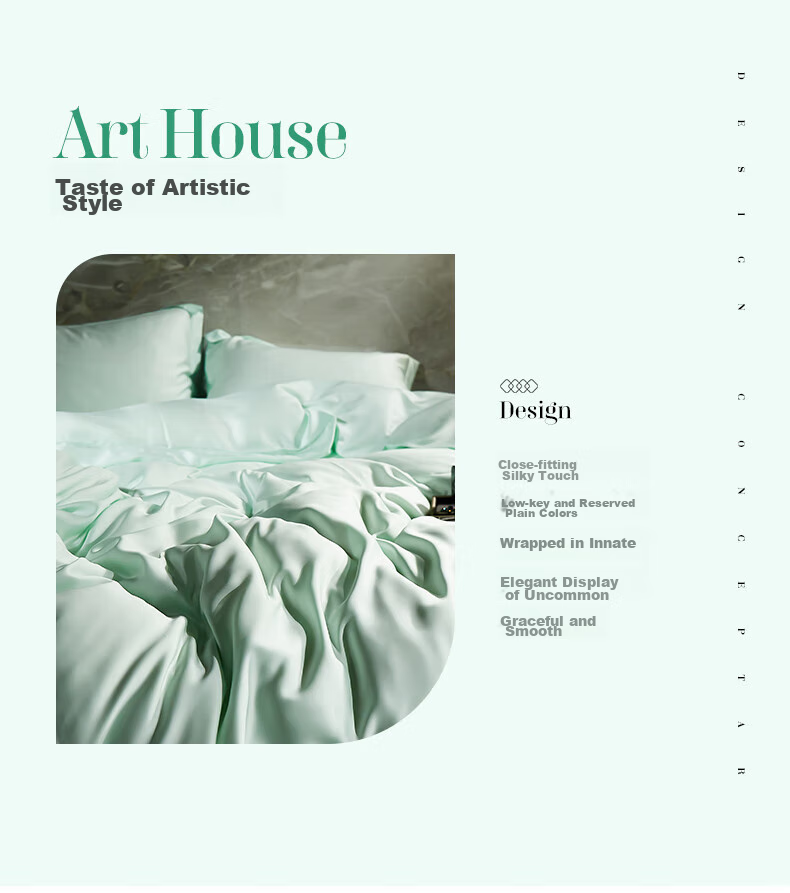 La Torretta Tencel Four-Piece Bedding Set, 60s Lyocell Ice Silk Summer Bedding Duvet Cover And Sheet Set, Stream Green, for 1.8/2.0 Meter Bed 3
