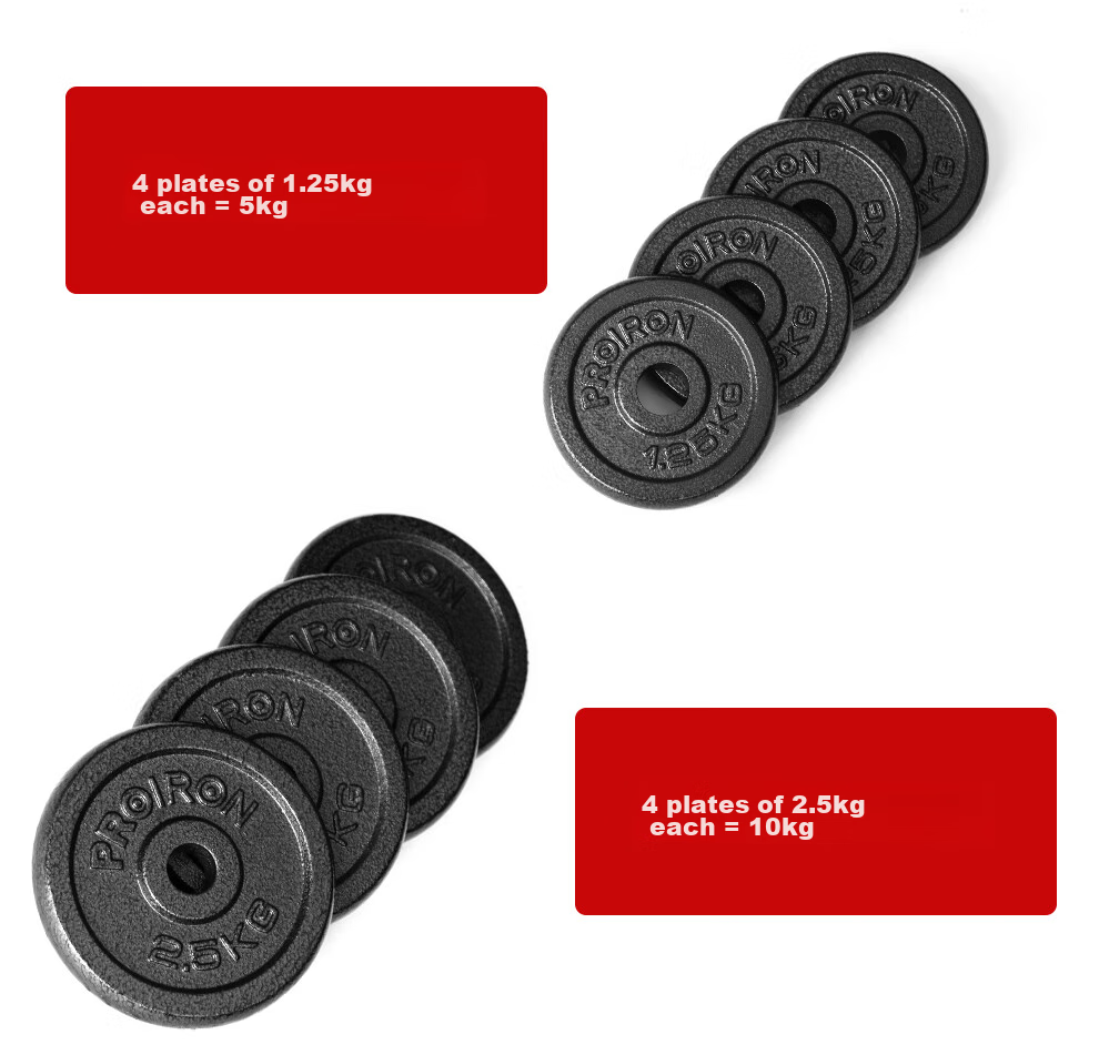 PROIRON Puli'ai, Barbell And Dumbbell Weight Plates for Men, Cast Iron Home Weightlifting Plates, Hole Diameter 2.5 Cm, 10 Kg * 2 3