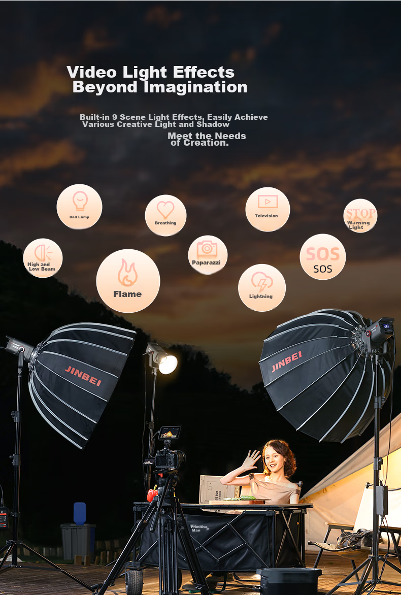 JINBEI EF150 Upgraded JL160BI Live Streaming Video Fill Light, for Streamers, Green Screen, Studio Photography LED Constant Light, Hair Lighting, Atmosphere Lighting, Studio Portrait Deep Shadow Soft Light 10