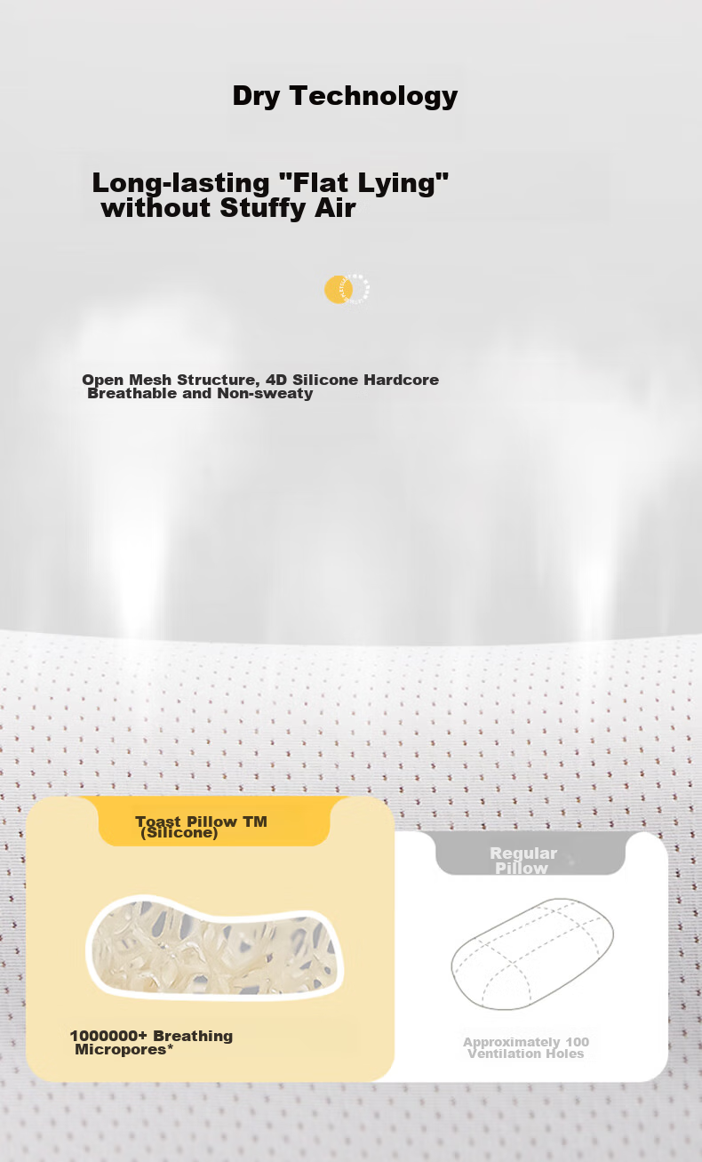 Let's Sleep Silicone Toast Pillow for Adults, Mother And Baby Class A, Cervical Spine Memory Pillow, Slow Rebound High Breathable Nipple-Level Material 14