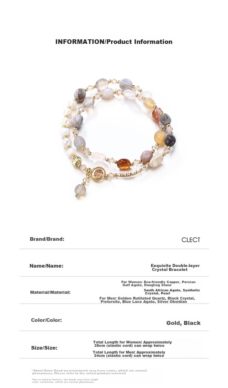Clect Double-Layer Crystal Bracelet for Women, Versatile Design Beaded Bracelet, Fresh Jewelry, Birthday Gift for Girlfriend 7