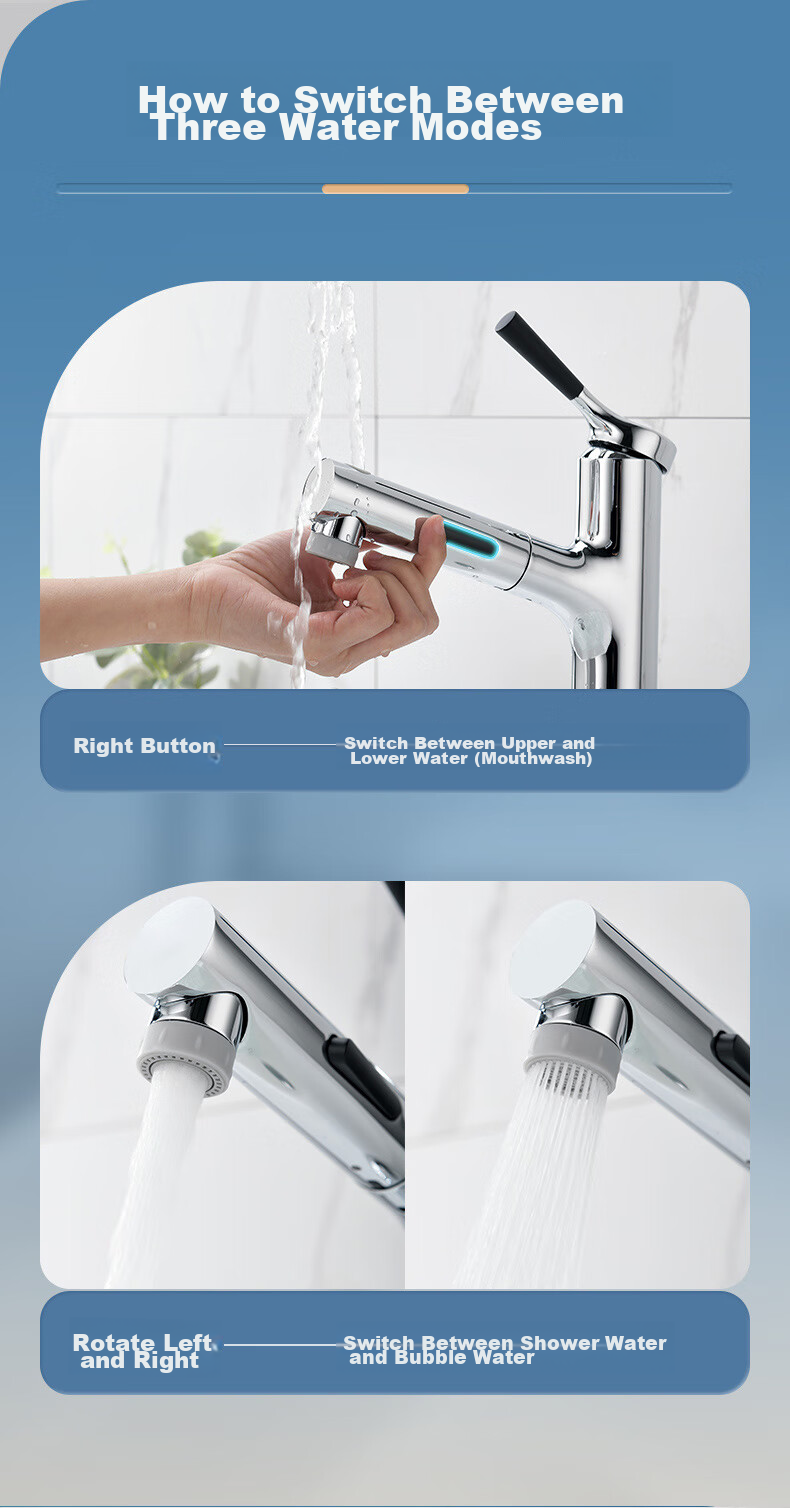 ARROW Gun-Gray Basin Faucet, Hot And Cold Washbasin Faucet, Bathroom Pull-Out Faucet AE4175MGG 9