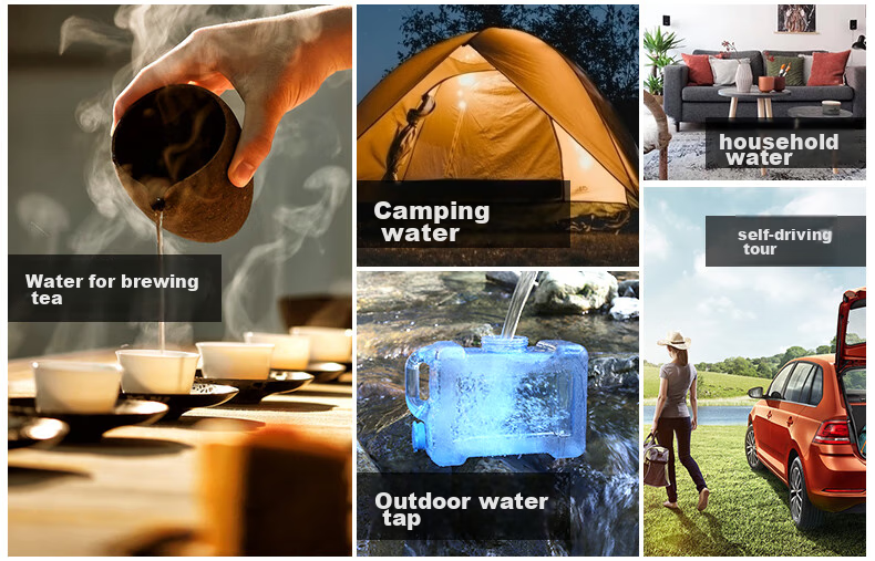 Geshu Outdoor Water Bucket, Food-Grade Storage Bucket, Camping Pure Water Container, Portable Car Water Tank with Tap, 25L, Army Gree 2