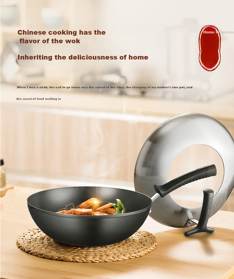 SUPOR Titanium Ceramic Non-Stick Health Pan, Flat Bottom Wok, Frying Pan, 30cm, Compatible with Induction Cookers, Easy to Clean, Low Smoke 1