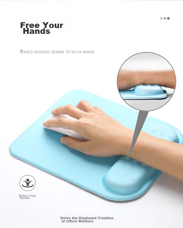 BUBM Memory Foam Mouse Pad Wrist Rest, Cute Creative Simple Silicone Laptop Mouse Wrist Support Pad, Hand And Wrist Protector for Men And Women, JSM-B Gray 11