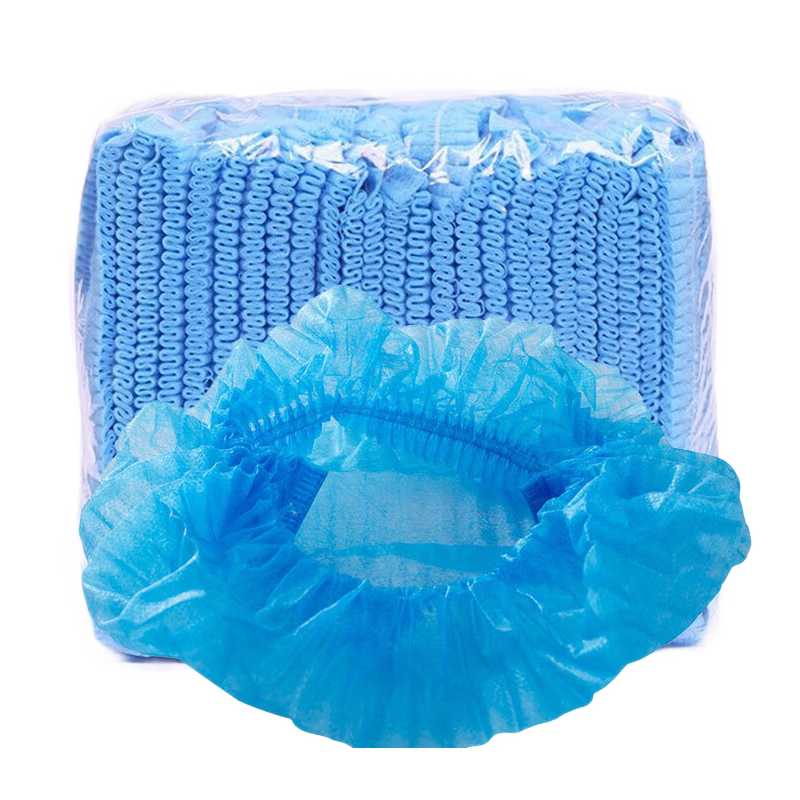 Aidier Disposable Non-Woven Hat Covers, Kitchen Strip Dust-Proof Caps, Blue Double-Strap, 100 Pieces, CW129078