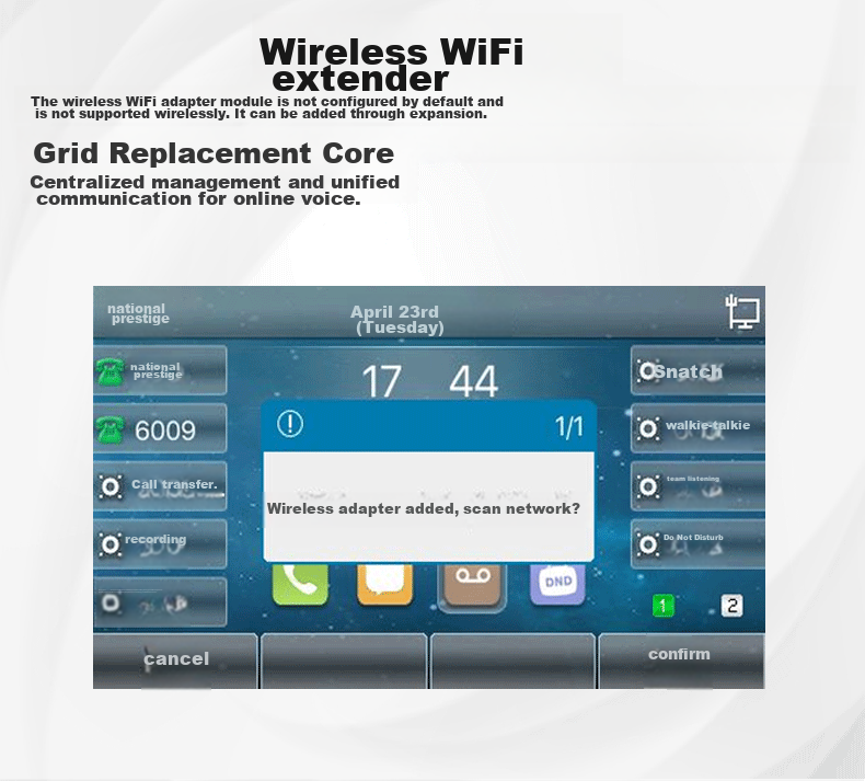 Guowei IP Landline Phone GW23G, Recording Network IP Phone, 2.8-Inch Color Screen, Bluetooth, Wireless WIFI, USB, Gigabit Dual Network Ports, 6-Line Telephone Conference 7