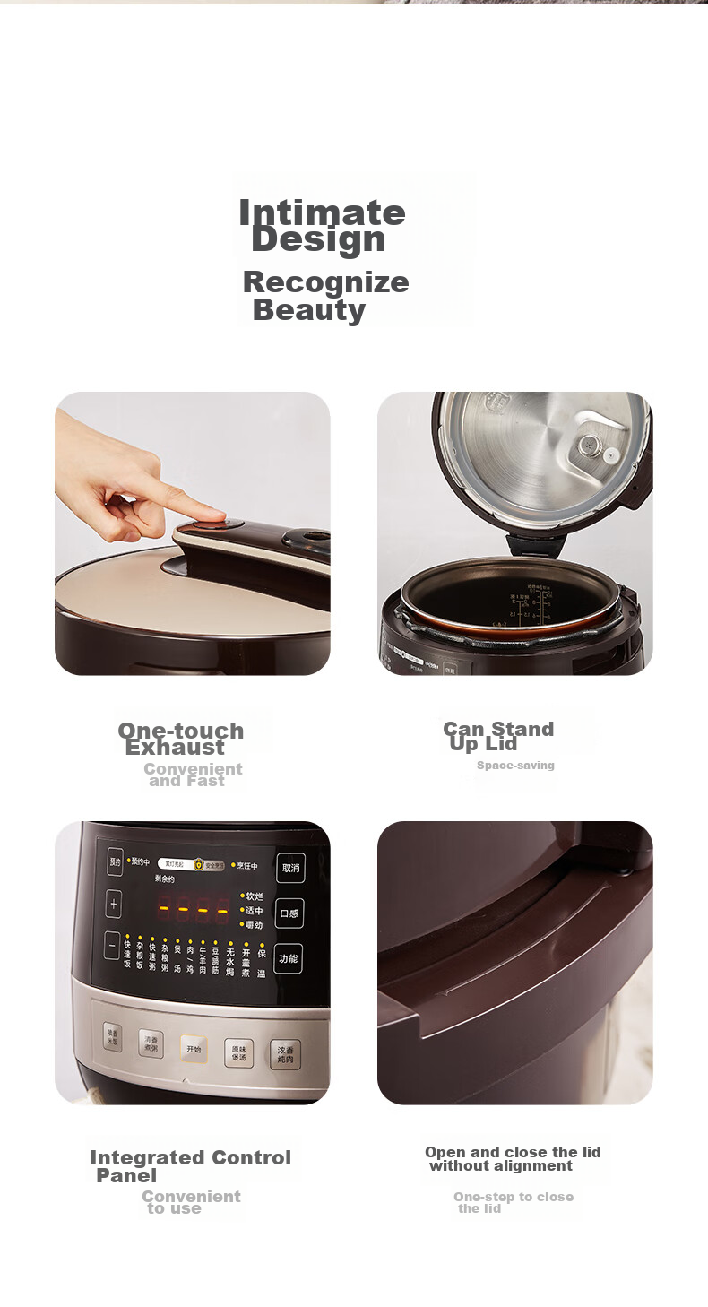Midea Electric Pressure Cooker High-Pressure Pot One-Touch Exhaust Household Rice Cooker Smart Large Capacity Double Inner Pot Multifunctional Scheduled Timer Removable Lid MY-C5841G 14