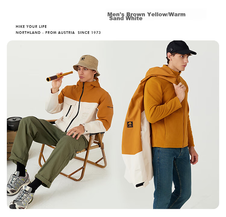 NORTHLAND [Huyanglin 2.0] Men's Water-Repellent And Windproof Three-In Jacket, Hiking And Mountaineering Two-Piece Set 18