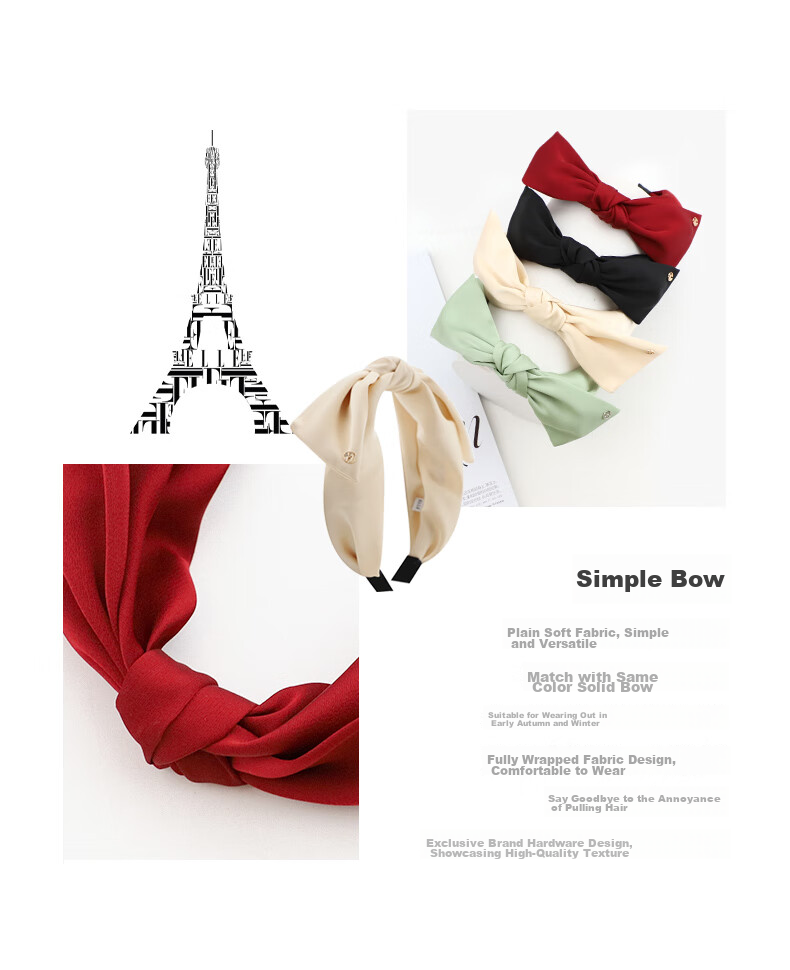 ELLE Playful And Cute Headband with New Bow Design, Elegant And Luxurious Feel, Mid-Autumn Festival Gift for Girlfriend 3