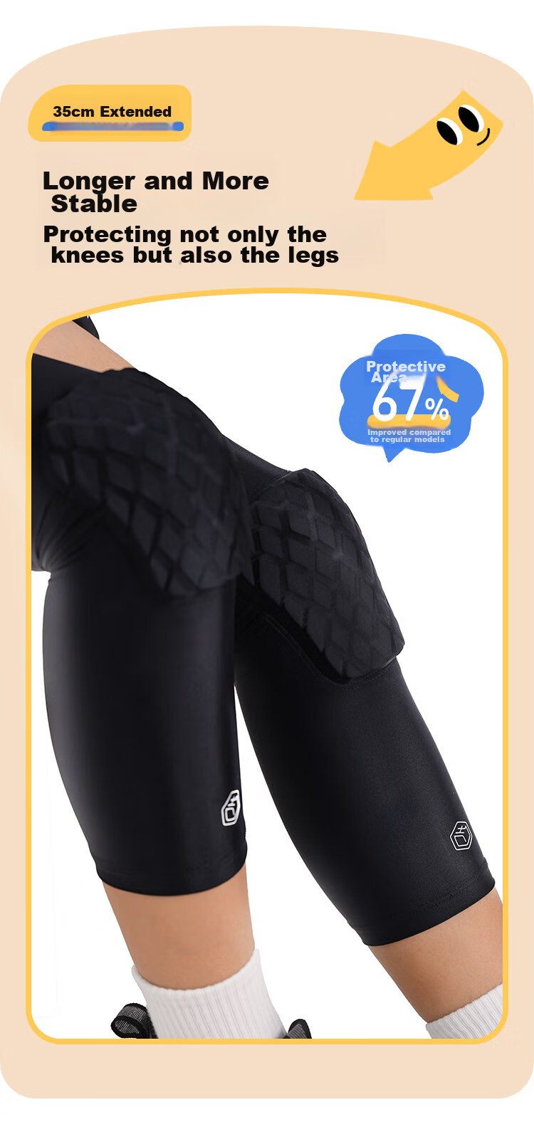 JD Original X200 Children's Basketball Special Anti-Fall Knee Pads, Running Soccer Shin Guards, Patella Knee Sports Equipment S 5