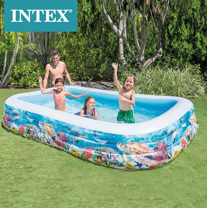 INTEX Rectangular Family Swimming Pool, Inflatable Water Play Pool, Outdoor Playground Children's Toy Gift 58485 4