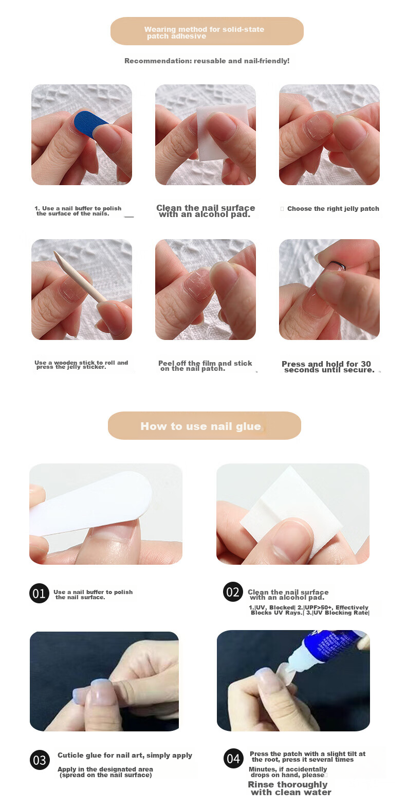 Yushangjiaren Handmade Wearable Armor [Zijin Shanzuan] 10 Pieces, Medium-Long Wearable Armor Nail Stickers Gel Nails 5