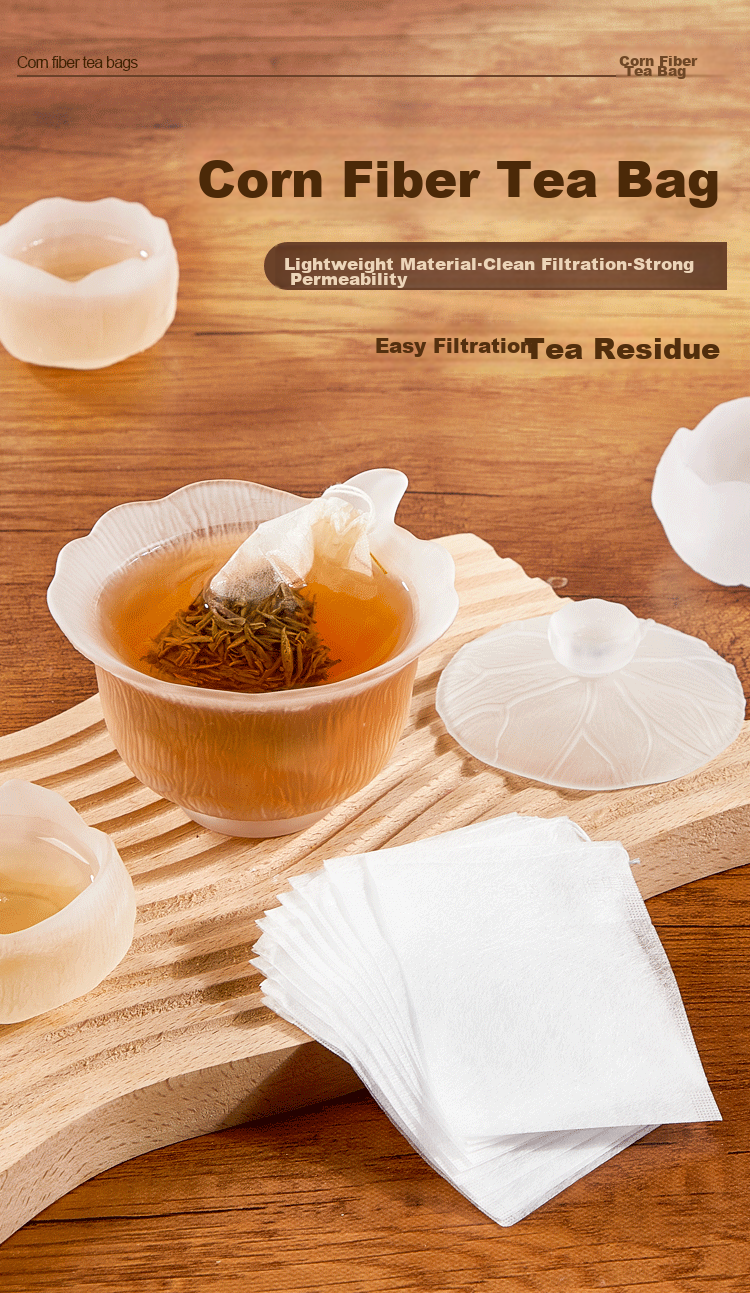 SHUANG YU Corn Fiber Tea Filter Bags, 100 Count Drawstring Tea Strainer Bags for Filtering Tea Residue And Herbs, Marinade Spice Bags 1