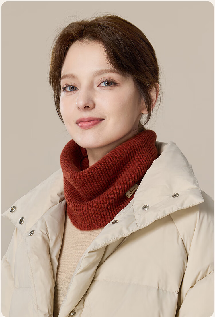 JIUMU Pure Wool Warm Neck Gaiter for Women, Autumn And Winter Thickened Cold-Proof Neck Protector, Winter Outdoor Scarf for Wome 19