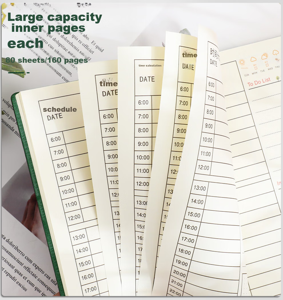 Zuolanzhe Daily Planner A6 Schedule Book, Daily Task List, Portable Self-Discipline Check-In Book, High-Quality Notebook, Time Management Efficiency Manual, Journal, Customizable, Dark Gree 4