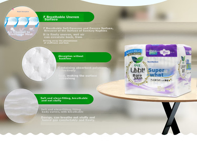 Laurier Kao Sanitary Napkins, Daily Use, Skin-Friendly F Series, Imported from Japan, Menstrual Pads, 250mm*17 Pieces, Ultra-Thi 4