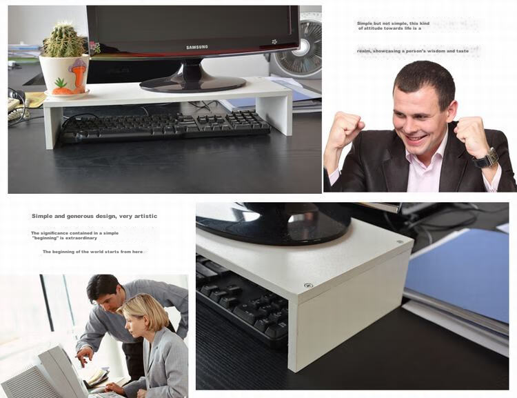 HMJIA Computer Desk Monitor Riser Stand, Single-Layer Keyboard Storage Rack, Portable Organizer Shelf, H-X302W 9