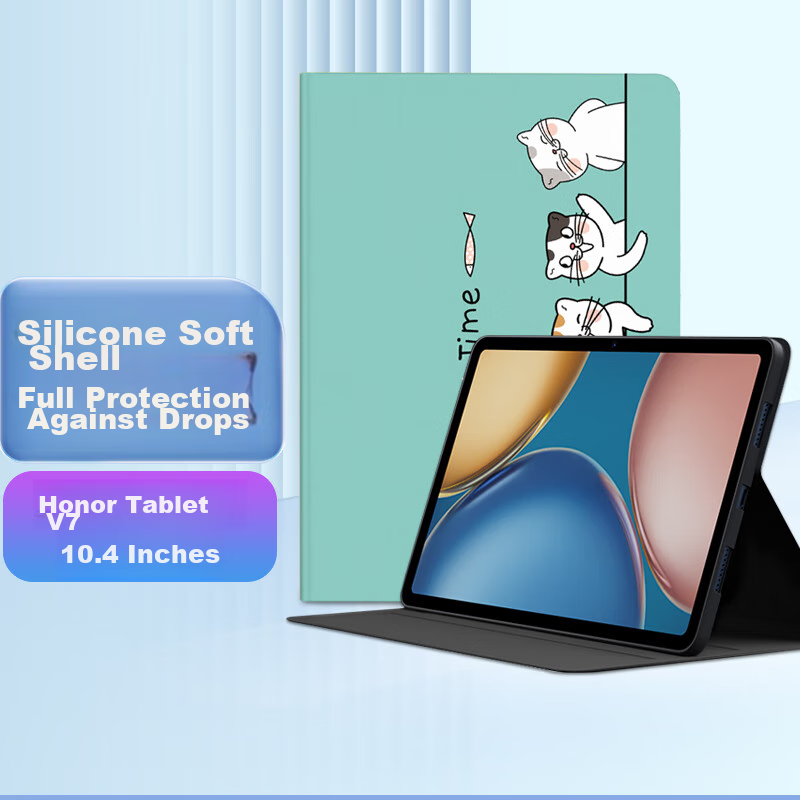 Jiangming Compatible with Honor Tablet Case V7, 10.4-Inch 2021 Model Tablet Silicone Soft Shell, Smart Sleep Thin Shockproof Cute Painted Patter