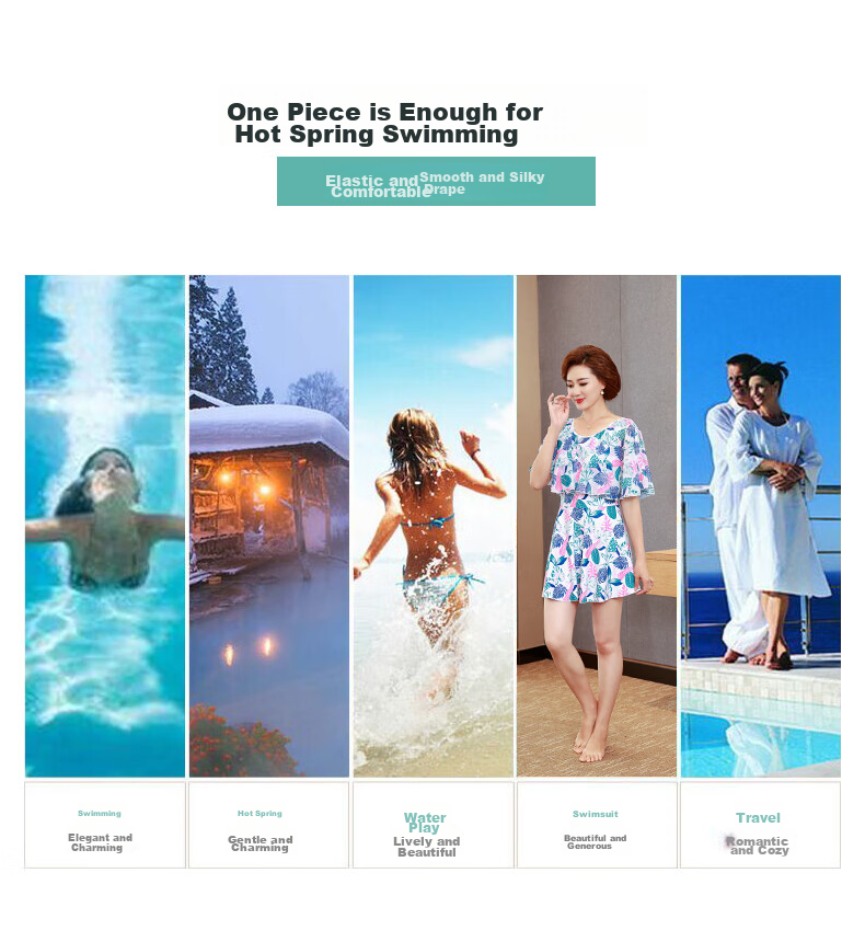 Yifu Mom's Hot Spring Swimsuit, Conservative One-Piece Dress Style for Middle-Aged And Elderly Women, Tummy Control, Slimming, Plus Size, Suitable for Curvy Women, Vacation Swimwear 8