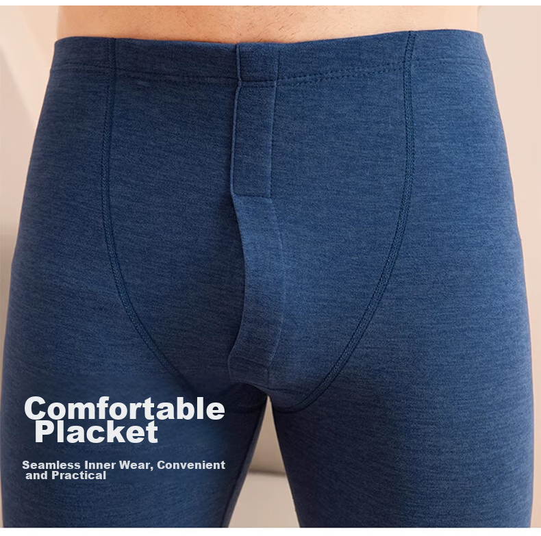 LangSha Thermal Underwear for Men, Fall/Winter 2026 New Wool And Silk Blend, 10A Grade Antibacterial Round Neck Fleece-Lined Heating Set 23