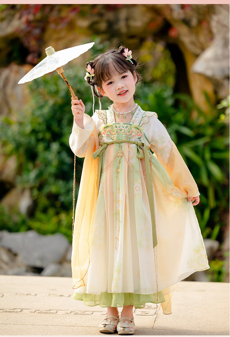Menghu Qinglai Girls' Spring And Autumn Ancient Style Ethereal Ru Skirt, Oriental Minimalist Luxury Style, Light Green (Without Waist Chain), Size 100 22
