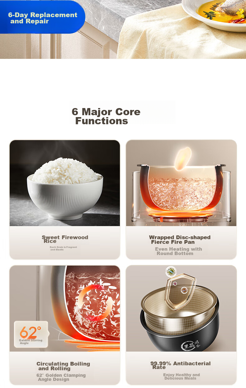 Midea Rice Cooker, 4L Capacity for Home Use, 1.5mm Round Inner Pot, 760W Butterfly-Shaped Intense Heat Plate, Metal Body, Rice Cooker MB-RE478 [ZMD Peace of Mind Series] 2