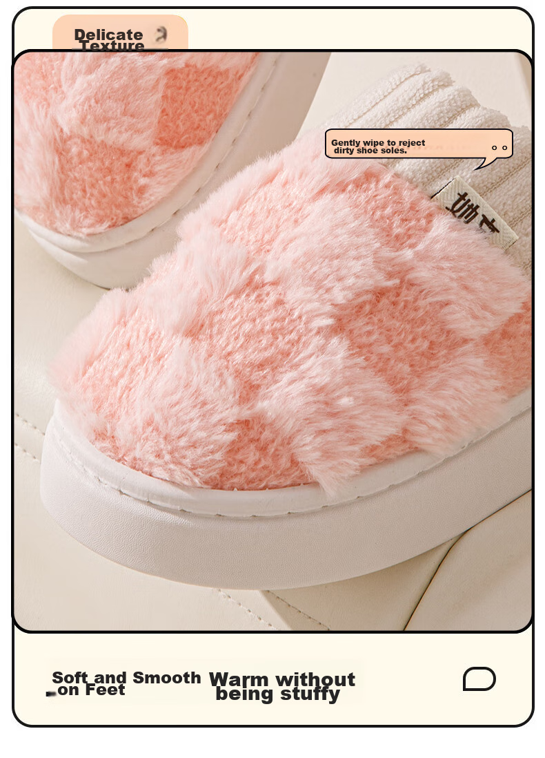 Taxiang Cotton Slippers for Women, Winter Indoor Warm Fleece-Lined Couple's Cotton Slippers for Men TR110 8