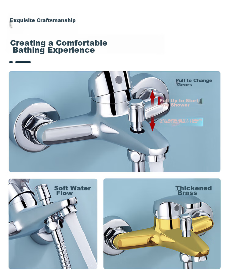 Larsd Shower Faucet Mixer Valve Set, Bathroom Cold And Hot Three-Way Shower Switch, Bathtub Mixer Faucet LD10203 2
