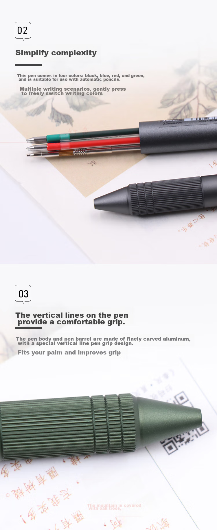 Uni Mitsubishi Five-In Multifunctional Pen Business Medium Oil Pen Signature Pen Ballpoint Pen (Four Colors Ballpoint Pen, Mechanical Pencil) Dark Green Pen Barrel MSXE5-2000A 3