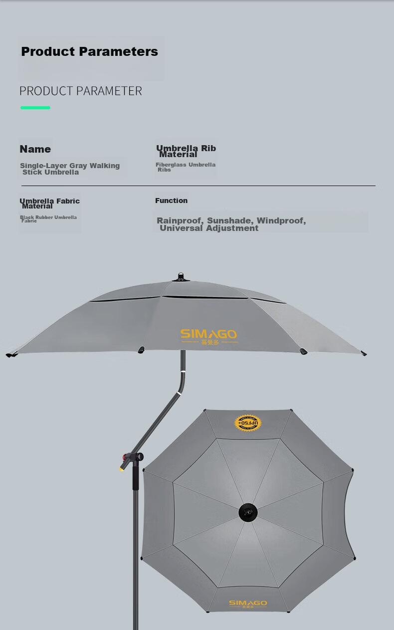 SIMAGO Ximan Du Full Blackout Fishing Umbrella, Cane-Style Omnidirectional Black Umbrella, Sun Protection, Rain Protection, Fishing Umbrella, 2.2 Meters 15