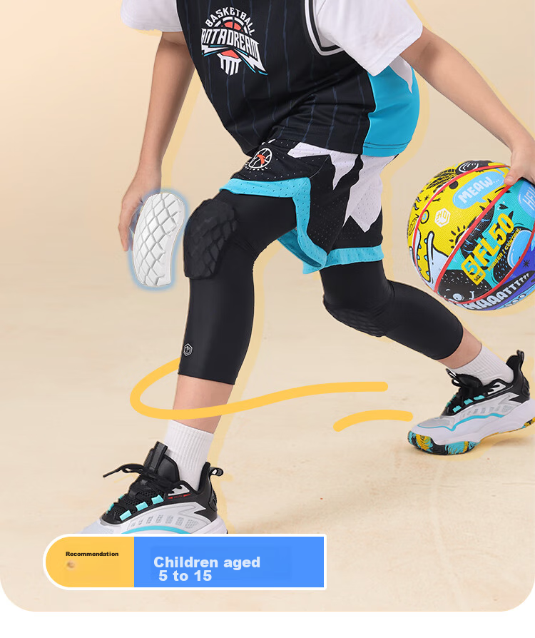 JD Original X200 Children's Basketball Special Anti-Fall Knee Pads, Running Soccer Shin Guards, Patella Knee Sports Equipment S 2