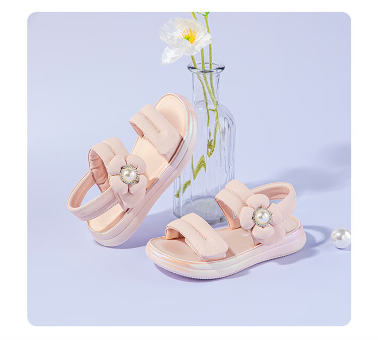 HELLOKITTY Girls' Sandals, Summer Princess Flower Style with Single Strap, Trendy Open-Toe Beach Sandals, 6823 Pink, Size 32 4