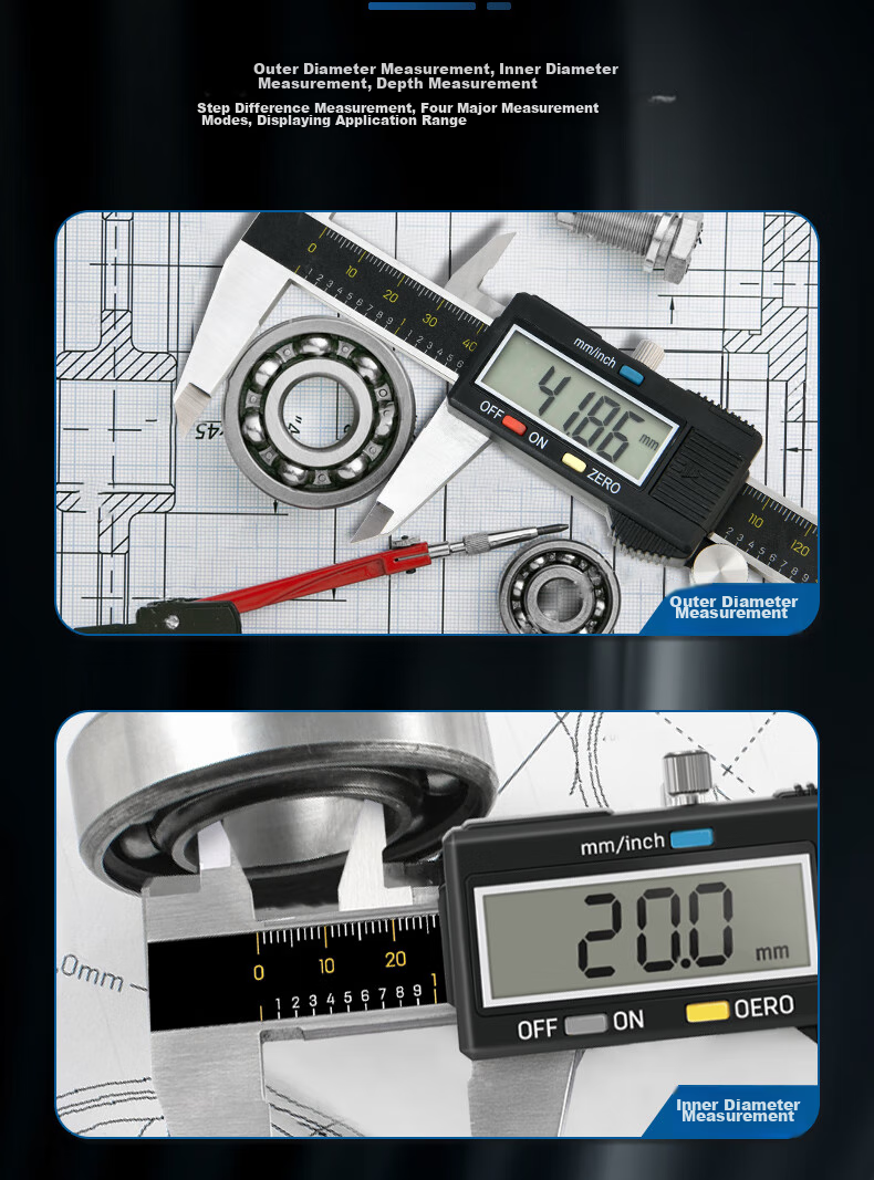 Deli High-Precision Vernier Caliper, Large HD Digital Display, Stainless Steel Precision Ruler, Complies with National Standards, 150mm 5