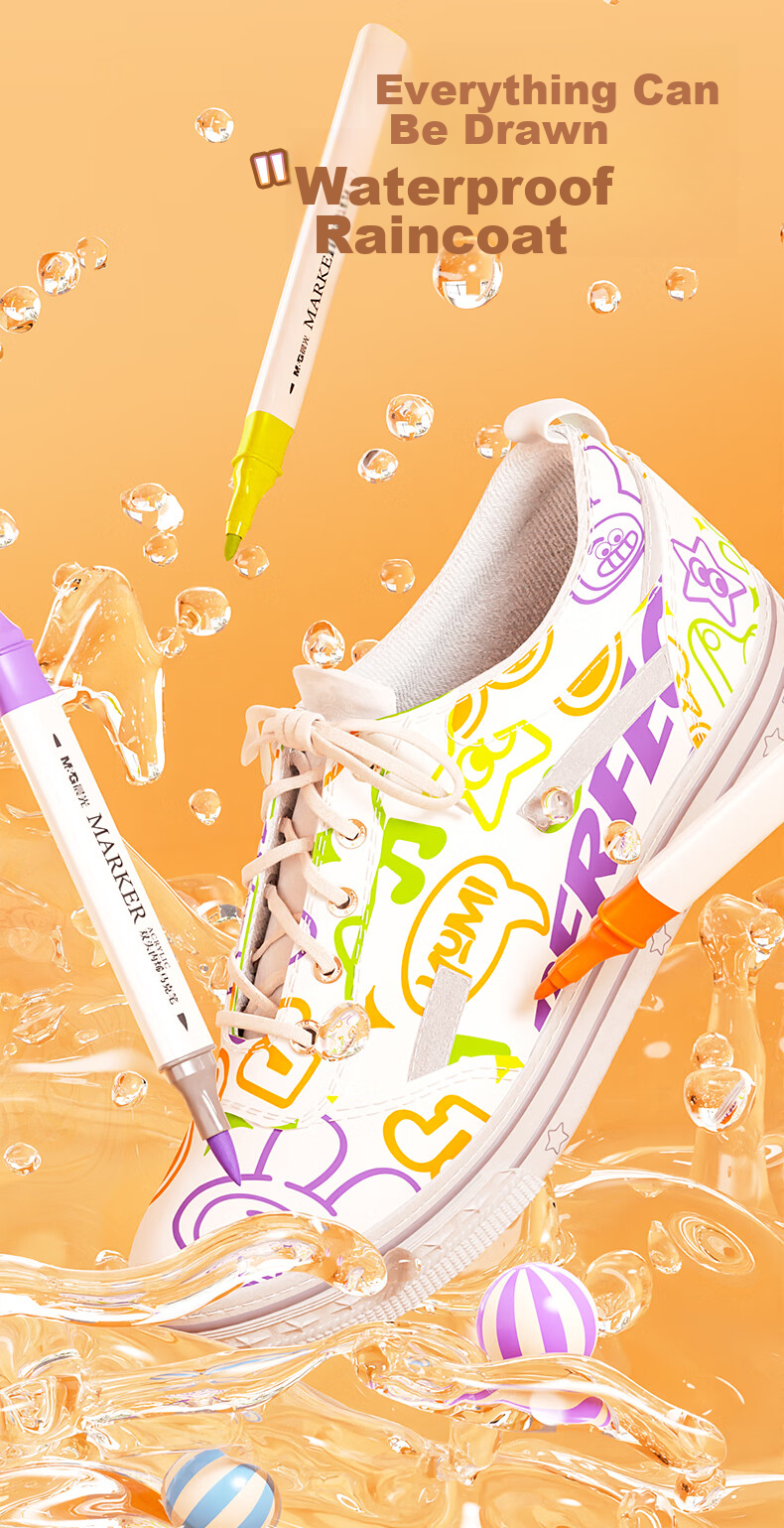 M&G Stationery, 36-Color Acrylic Markers, Triangular Dual-Tip, Waterproof, Children's Doodle Drawing, Guka Birthday Gift, APMV0991 5