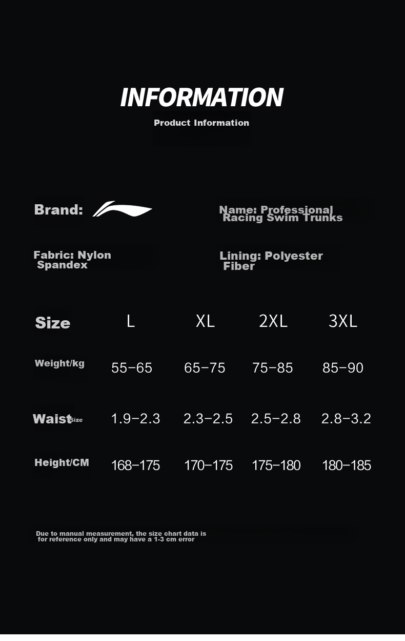 Li-Ning Swimming Trunks, Goggles, Swim Cap, Five-Piece Set for Men, Swimming Trunks, Swimming Goggles, Swimming Equipment, LN55-169 Black XXL 5