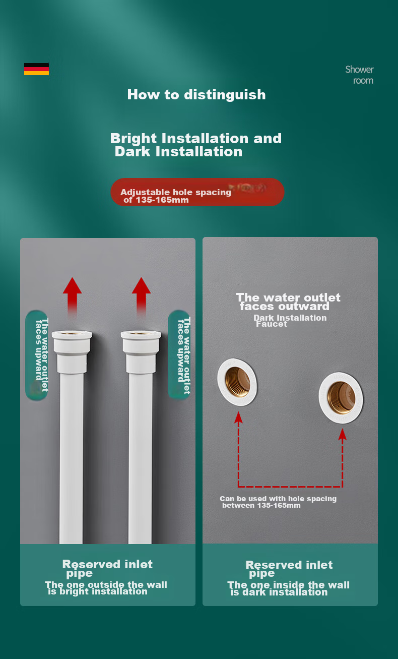 BSITN Bathroom Sink Mixer Tap, Hot And Cold Water Valve, Bathroom Shower Switch, Triple Mixing Faucet B7102 6