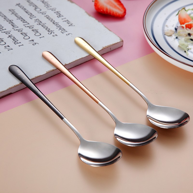 Onlycook Набор из 3 ложек из нержавеющей стали 304, ложки для супа, риса, десертов, с длинной ручкой, цветные
